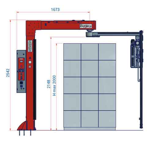 Folienwickelmaschine BOOM P Maschinenabmessungen